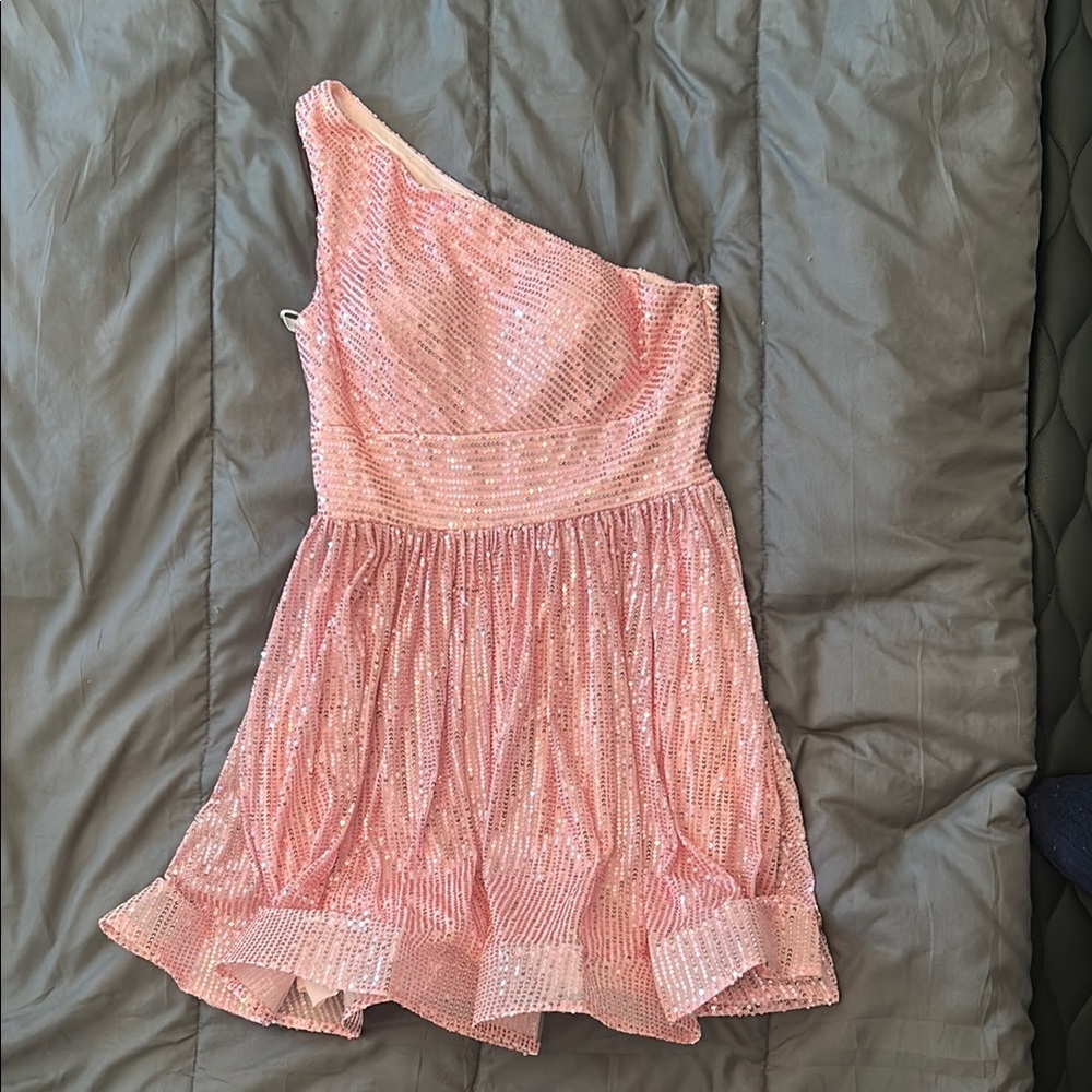 One Shoulder Pink Dress